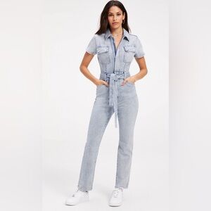 GOOD AMERICAN 💙✨ Women’s Fit For Success Belted Denim Jumpsuit Size Small ( 1 )